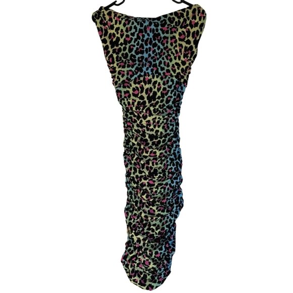 La Petite Robe Chiara Boni Multicolor Cheetah Animal Printed Midi Dress Small R1 - Picture 1 of 7